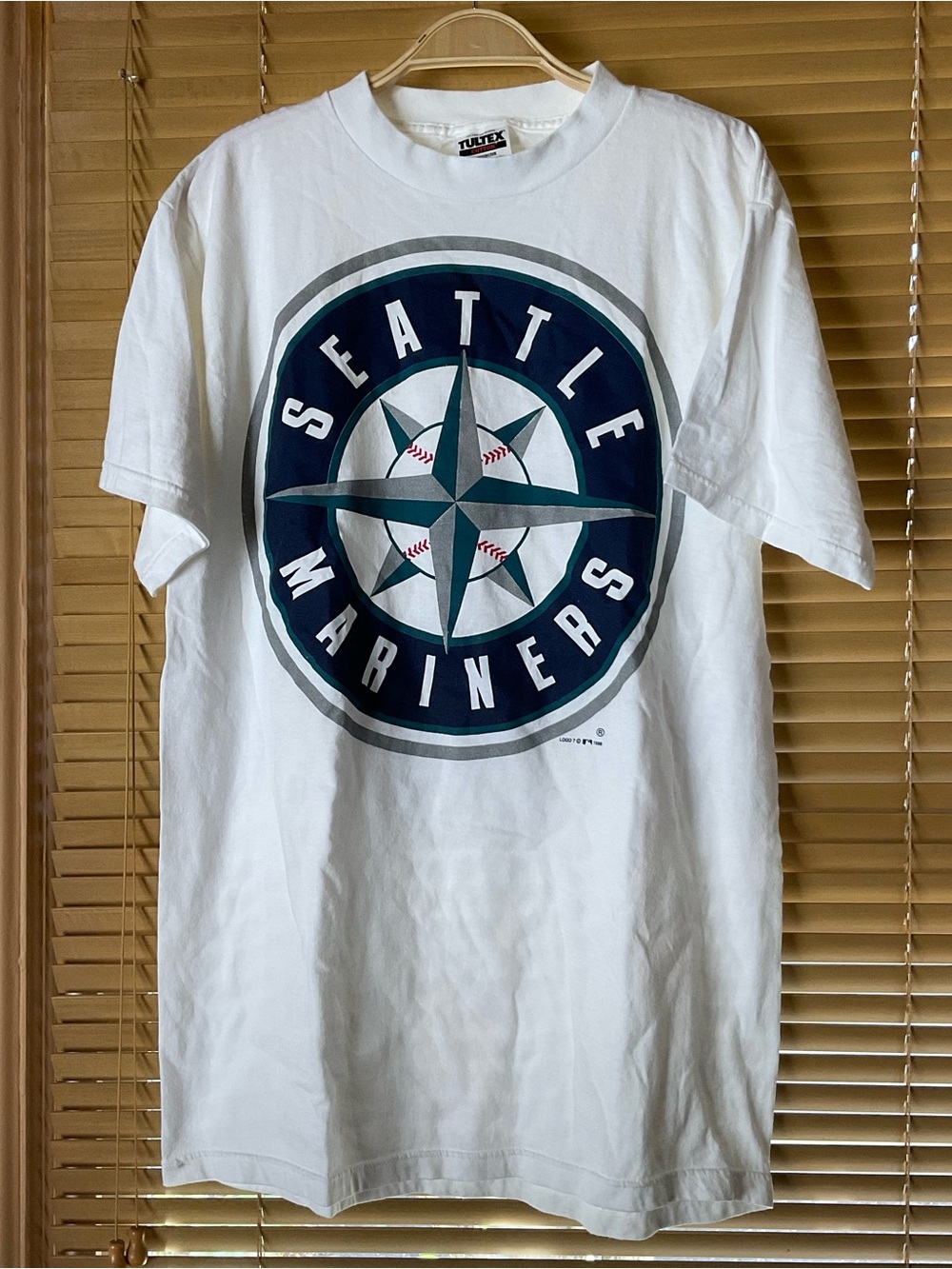 TULTEX Vintage 1998 Seattle Mariners White Graphic Logo T-Shirt